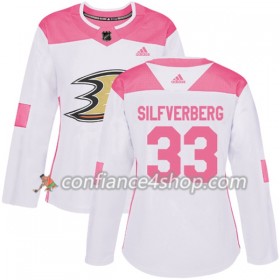 Adidas Maillot de Hockey Anaheim Ducks Jakob Silfverberg 33 2017-2018 Blanc Rose Fashion Authentic - Femme